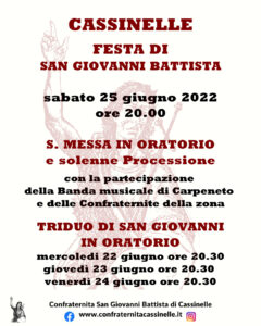 Locandina San Giovanni Battista Cassinelle 2022